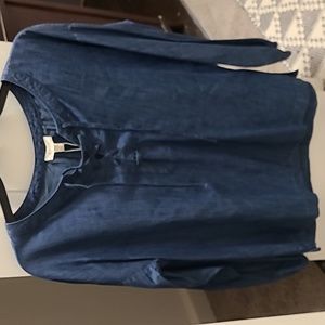 NWT Soft Joie Andiva Lace Up Chambray Relaxed Pullover Top Blouse XS